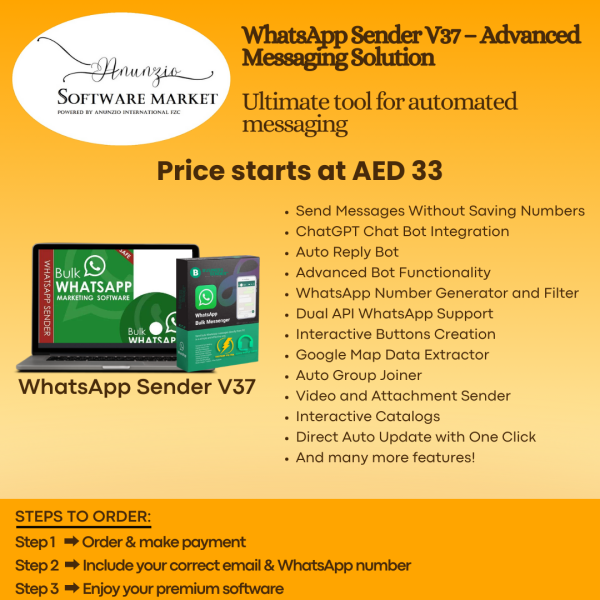 WhatsApp Sender V37 – Latest Version with Free Lifetime Auto Updates Anunzio Software Market