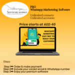 Business Sender Pro software dashboard showing unlimited WhatsApp accounts