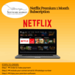 Netflix Premium 1 Month subscription card for unlimited streaming of shows and movies