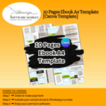10 Pages Ebook A4 Canva Template displayed on a screen with customizable design layout