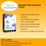 Aiseesoft Video Enhancer interface showing 4K video editing and enhancement tools for Windows