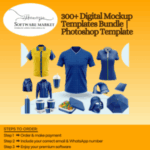 300+ customizable digital mockup templates for Photoshop showing apparel and branding visuals
