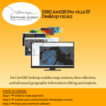 ESRI ArcGIS Pro v3.1.5 and Desktop GIS software interface for geographic data analysis