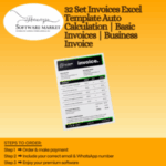 Invoices Excel Template pack with 32 auto-calculation invoice formats for businesses