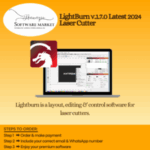 LightBurn laser cutter software interface on Windows for design and cutting control