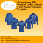 Premium t-shirt mockup templates for Adobe Photoshop showcasing customizable jersey shirts for designers