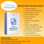 Movavi Video Converter v22.5.0 software box for easy and fast video conversion on Windows