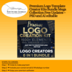 Premium Logo Template Creator Kits Bundle with 1700+ editable logo elements, textures, and customizable designs.