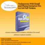 Technocom Web Email and Phone Extractor Pro software box for extracting contacts from websites
