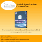 VovSoft Speech to Text Converter software interface showing audio to text transcription