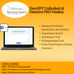 ZeroGPT Unlimited AI Detector PRO software interface for detecting AI-generated content with DeepAnalyse™ Technology