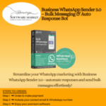 Business WhatsApp Sender interface showing bulk messaging and group automation tools