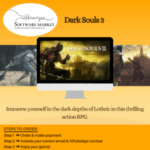 Dark Souls 3 PC game cover featuring dark fantasy artwork and immersive action RPG design