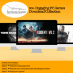 Cover collage of 50+ engaging PC games for download including action, adventure, and strategy