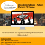 Freedom Fighters game cover showcasing action scenes and characters from the dystopian storyline