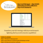 Keyword Scraper interface showing multi-source keyword suggestions for SEO and PC Game content