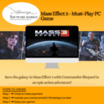 Mass Effect 3 game cover showcasing Commander Shepard in an action-packed RPG adventure.