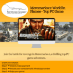 Mercenaries 2: World in Flames PC game cover showing action-packed adventure in a war-torn Venezuela.