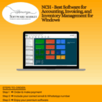 NCH Accounting software interface showcasing invoicing and inventory tools for Windows