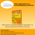Yellow Pages Spider interface displaying extracted business leads and contact information