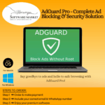 AdGuard Pro interface showing ad-blocking and system-wide security features for enhanced browsing