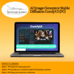 AI Image Generator software interface with customizable workflows for image creation and generation.