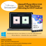 Aiseesoft Phone Mirror displaying real-time Android and iOS screen mirroring on a desktop