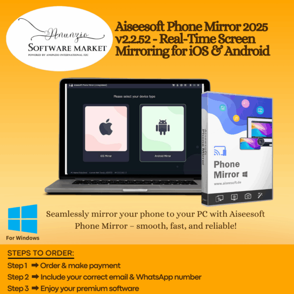 Aiseesoft Phone Mirror displaying real-time Android and iOS screen mirroring on a desktop
