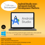 Android Studio interface with coding workspace and emulator tools