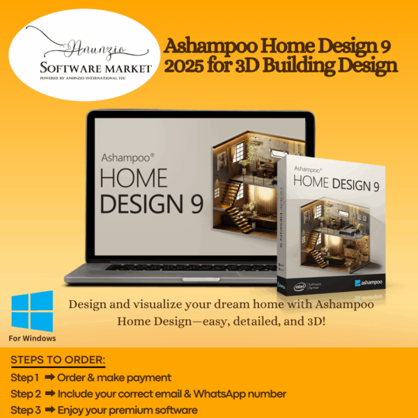 Ashampoo Home Design 9 interface displaying a detailed 3D house model with furniture and lighting