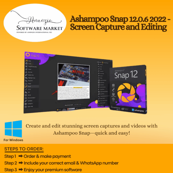 Ashampoo Snap screen capture software interface with editing and video recording tools
