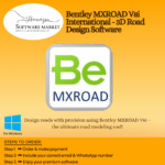 Bentley MXROAD interface showing 3D road and intersection design tools