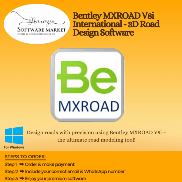 Bentley MXROAD interface showing 3D road and intersection design tools