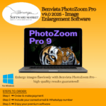 Benvista PhotoZoom Pro interface showing high-quality image enlargement and fine detail enhancement