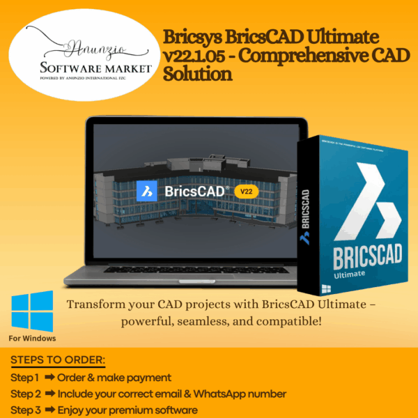 Bricsys BricsCAD Ultimate interface showing 2D drafting and 3D modeling tools