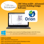 CSC Orion 18 SP3 interface showing 3D model of a concrete building