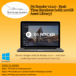 D5 Render interface showcasing real-time ray tracing and asset library tools