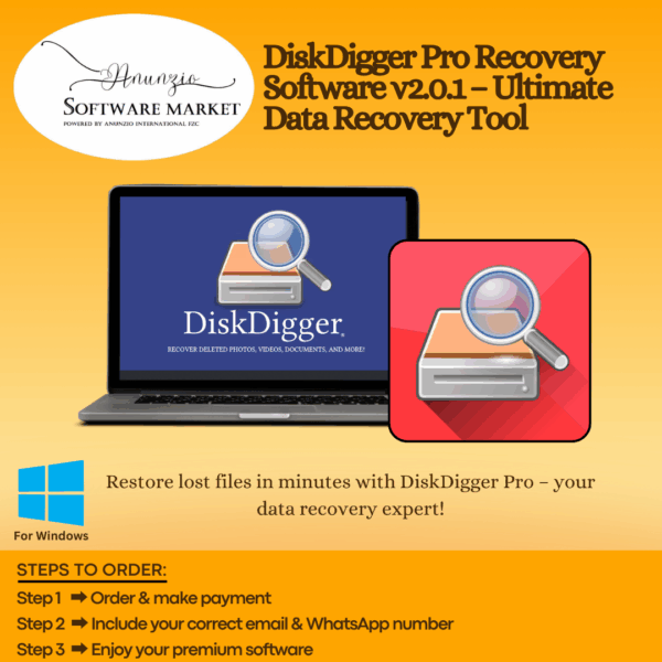 DiskDigger Pro Recovery Software box for retrieving deleted files from storage devices