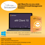 eM Client Pro 10 dashboard with mailbox, calendar, and task panel for productivity management