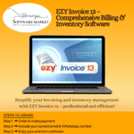 EZY Invoice 13 software interface showcasing billing and inventory management features