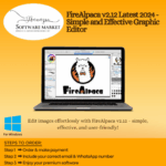 FireAlpaca interface with graphic editing tools and brush panel