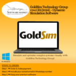 GoldSim Technology interface showing dynamic simulation model with graphs and visual elements