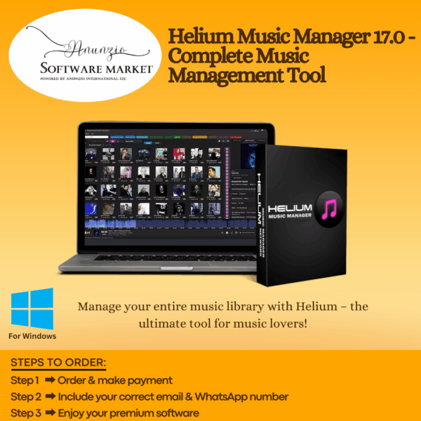 Helium Music Manager software interface showcasing music library organization and tag editing features