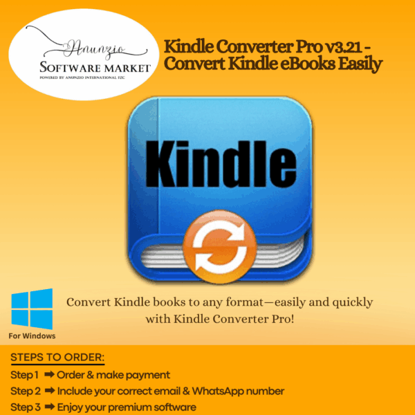 Kindle Converter Pro interface for converting Kindle eBooks to PDF, ePub, and Word formats