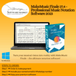 MakeMusic Finale software interface showcasing music notation tools for professional composers