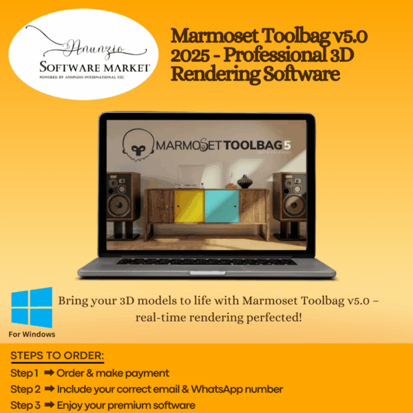 Marmoset Toolbag interface showing 3D model rendering in real-time