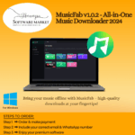 MusicFab downloader interface showing high-quality music formats and streaming services