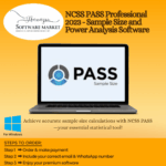 NCSS PASS Professional dashboard showing sample size calculation and power analysis tools