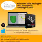 Rhinoceros 8 software interface with Grasshopper for advanced 3D modeling and parametric design