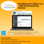 SendBlaster Pro Edition software box for bulk email marketing and campaign management